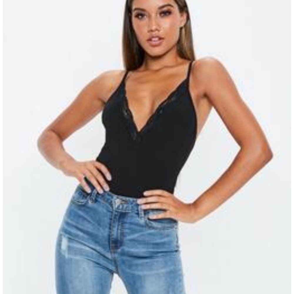 Forever21 Black v-neck bodysuit